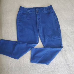 Blue Spice 13 Blue Skinny Ankle Mid Rise Pants Five Pockets Colorful Festive Fun